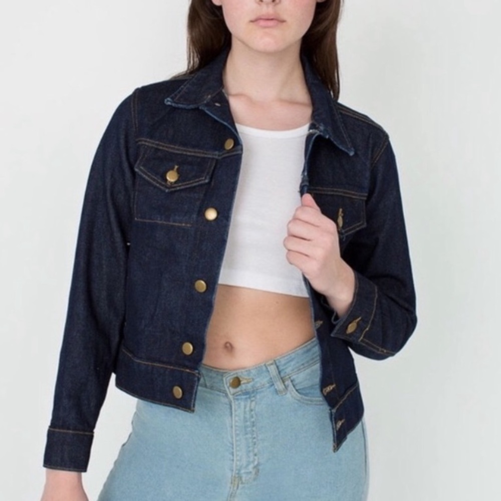 Vintage American Apparel resin dark wash Denim trucker Jacket size XXS